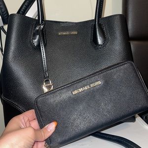 Mercer Pebble Leather Gallery Satchel & Wallet - Black